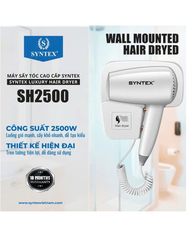  Máy sấy tóc treo tường Syntex- SH2500